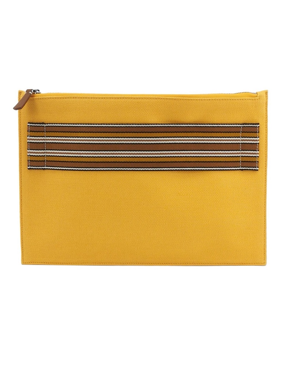Loro Piana Yellow Canvas Mini Pouch with Striped Hand Strap